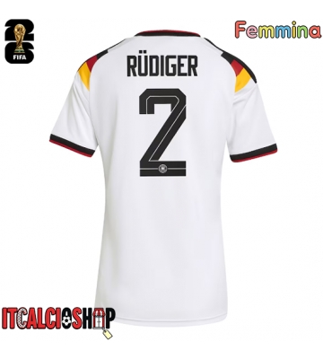 Germania Antonio Rudiger #2 Prima Maglia Femmina Mondiali 2026 Manica Corta